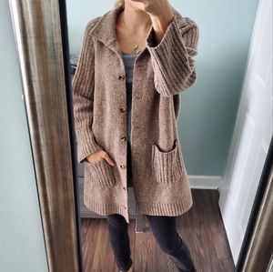 Eileen Fisher Lambswool Brown Cardigan Sweater